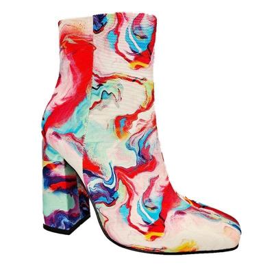 China Others Mixed Color Women's Wooden Heel Ankle Bootie for sale