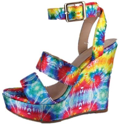 China Party Shoes High Quality Hand Painted Wedge Sandal Shoes for sale
