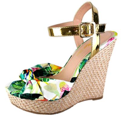 China Party Shoes Wedge Sandal Casual Floral Shoe For Women for sale