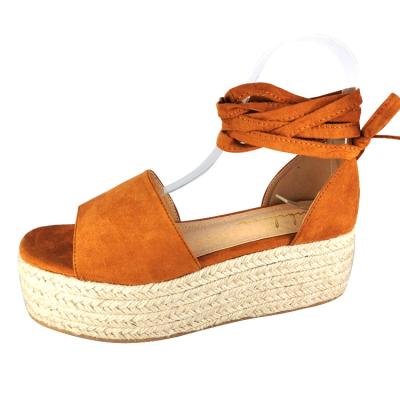 China Party Shoes Latest Flower Print And Suede Lace Up High Heel Sandal For Girls for sale