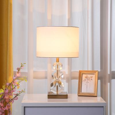 China Modern Popular Table Lamp Home Decor Plating Led Push Button Switch Light Energy Saving Crystal Cloth for sale
