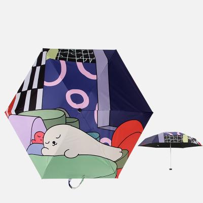 China Cartoon Design Mini Size UV Proof Seal Octopus Subject 5 Times Umbrella for sale