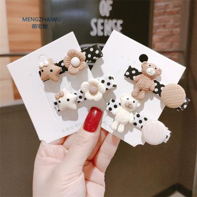 China Sweet Hair Accessories 2021 Sweet Bear Flower Hairpins For Korean Women Girls Metal Hair Clips for sale