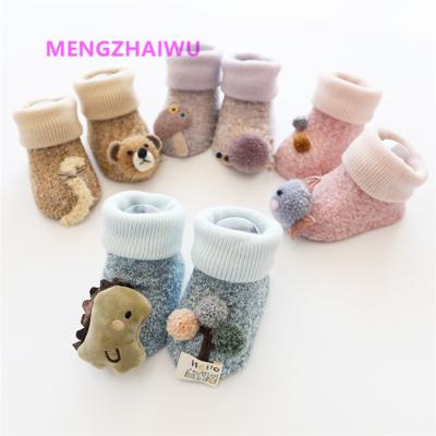 China Antibacterial Wholesale Child Apparel Winter Mexico Fleece Home Thick Coral Socks For Baby Cartoon Dolls Cotton Socks for sale