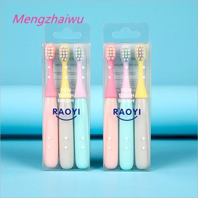 China Hot Wholesale Hot Selling South Korea Personal Care Hygiene Products 3pcs/set Childrem Oral Cute Kids Cartoon Tableware Bamboo Toothbrush for sale