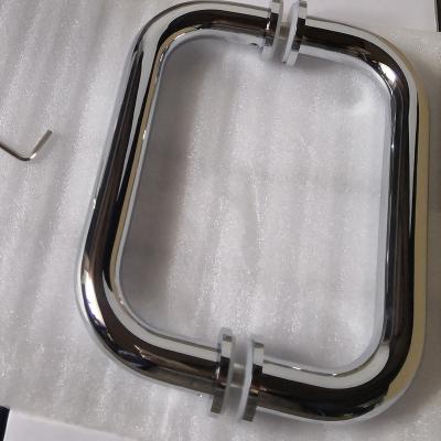 China Modern Satin Chrome Double Sided Brass Pull Handle For Wooden Door And Glass Door for sale