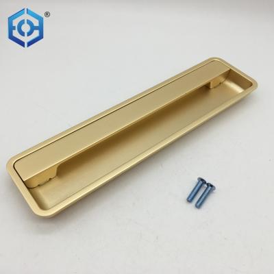 China Factory Wholesale Modern Gold Square Plate Furniture Recessed Hidden Sideboard Handle for sale