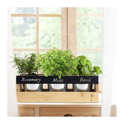 China Minimalist Planter Box - Succulent, Flower and Herb Garden - Indoor and Outdoor - Rectangle Bamboo Wooden Plant for Farmhouse Kitchen Window for sale
