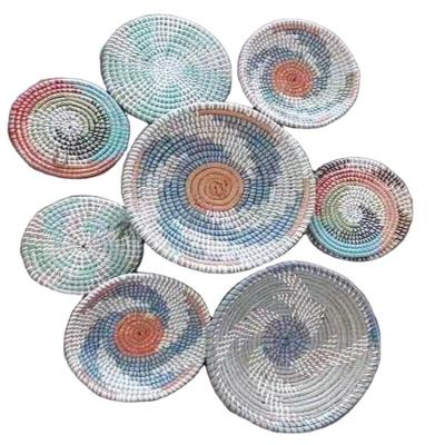 China Eco-friendly Material 2022 Most Popular Eco-friendly Material Natural Rattan Woven Basket Wall Hanging Decor for sale