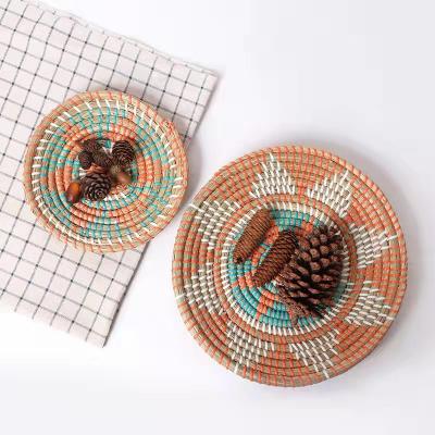 China Eco-friendly Material Manufactory Direct Sale Woven Vintage Modern Home decorative Rattan Basket Wall Hanging Decor for sale