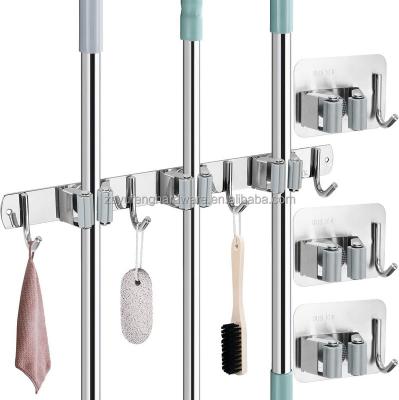 China Modern hot selling Mop clip Kitchen bathroom household storage rack cross-border stainless steel mop rack for sale
