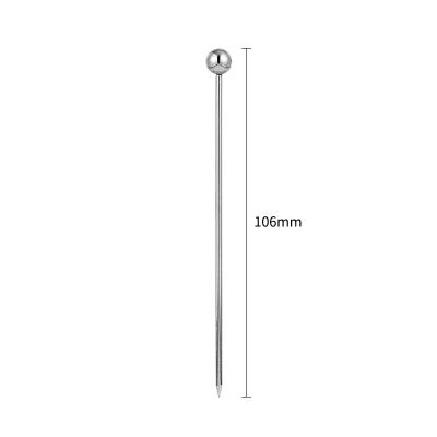 China Sustainable Reuseable Stainless Steel Cocktail Pick Fruit Needle Bar Tools for sale