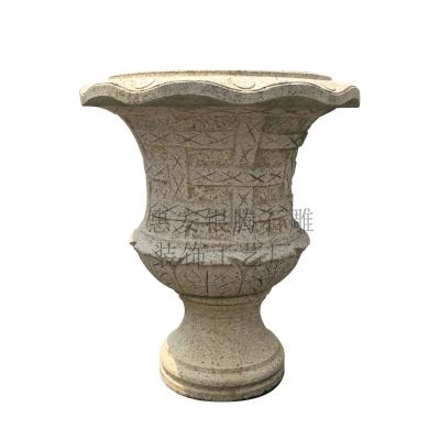 China Fujian Huian EUROPEAN EUROPEAN Stone Yellow Stone Plant Ornaments Rust Landscape Park Garden Villa Bowl Flower Direct Supply for sale