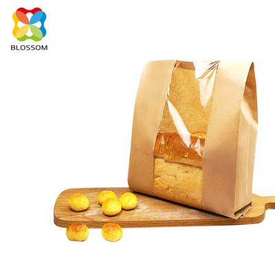 China Moisture Proof Custom Plastic Design Big Baguette Sourdough Packaging Paper Bread Bag Resealable For Bread Bread With Clear Window for sale