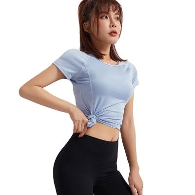 China Factory Direct Morning Running Sports T-shirt Women's Breathable Quick Dry Short Sleeve Thin Yoga Tops for sale