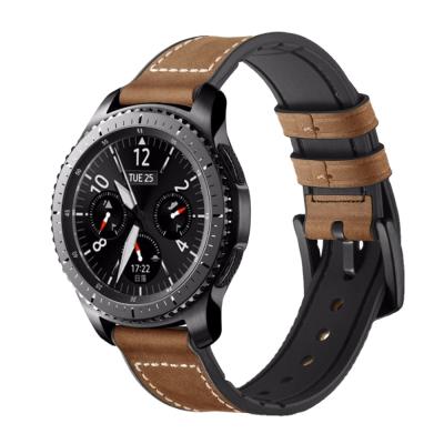 China Leather Strap For Samsung Galaxy Watch 46mm/Gear S3 Frontier Huawei Watch GT Strap 22mm Watch Band Correa Silicone Strap Belt for sale