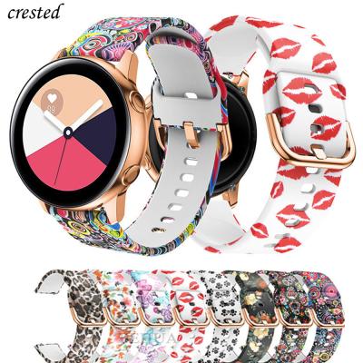 China 20mm Rubber Watchband For Samsung Galaxy Watch 4 Speed S2/Sport Band Printed Silicone Strap Amazfit Beep Active2 42mm for sale