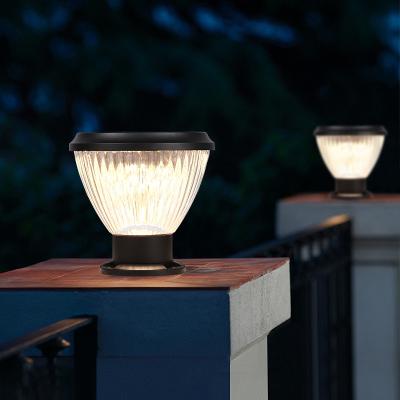 China Light Control IP65 Solar Pillar Light Easy Install Post Cap Lamp For Wood Fence Deck for sale