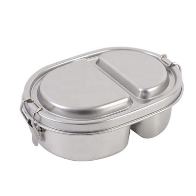 China Freshness Storage Bento Boxes Stainless Steel Lunch Box with Two Compartments Bento Lunch Food Container for sale