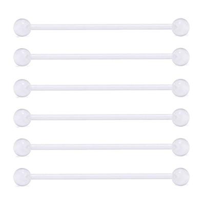 China New FASHIONABLE 12-38mm Plastic 1pc Nipple Piercing Flexible Tongue Ring Barbell Industrial Earring Clear Acrylic Perforations Retainers for sale