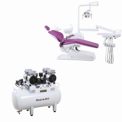 China Compresor de aire sin aceite de fábrica con dos cabezas de bomba de 140L/min Compresor de aire dental a medida en venta