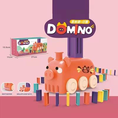 China The new automatic layering children's educational cartoon animal electric domino building block the car toy set for sale