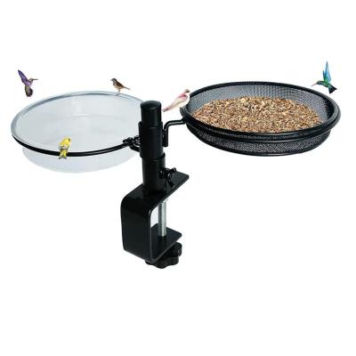 China Sustainable Detachable Bird Bath tray Hanging Sturdy Steel Clamp Deck Mounted Bird Bath Pop for sale