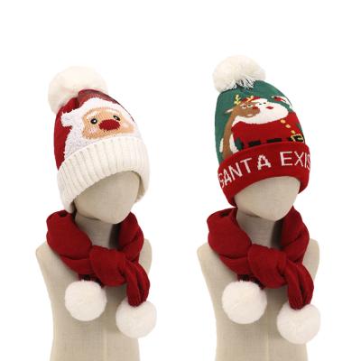 China XUFANG COMMON New Arrival Fashion In Jacquard Running Christmas Fawn Knitted Beanies Baby Winter Hats And Scarf Set for sale