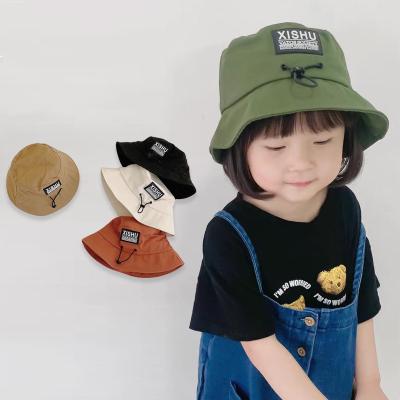 China Japan And Korean Style XUFANG Autumn New Arrival Fashion Kids 2021 Tops Drawstring Solid Color Hip Hop Bucket Hats For Children for sale