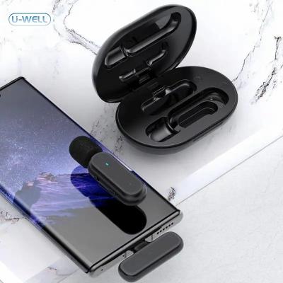 China Noise Canceling Hight Sensitivity Mini Noise Cancelling Wireless Clip Recording K60 Lapel Microphone Portable Lavalier Microphone for iPhone Type-C for sale