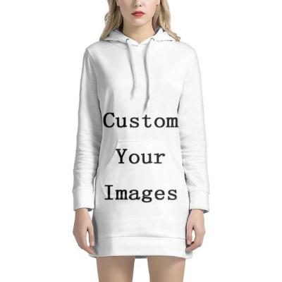 China Anti-Static Customized Logo Printed Blank Women Long Sleeve Sweat Dress Women Hooded Christmas Dress Pocket Ladies Sweater Dress for sale