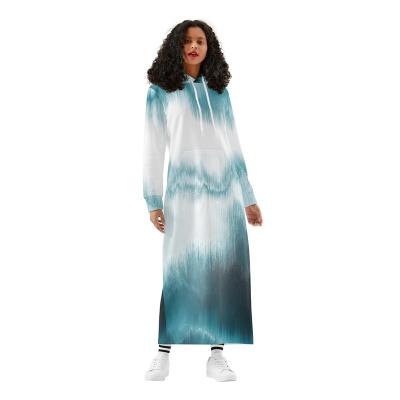 China Anti-wrinkle Women Ethniic Floral Hoodies Teen Girl Oversized Sweatshirts Casual Drawstring Clothes Long Dress Hoodie With Pocket For Wome for sale