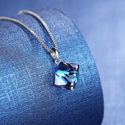 China Custom plata FASHIONABLE joyas 925 sterling crystal trendy women silver diamond pendant necklaces miner 925 women for sale