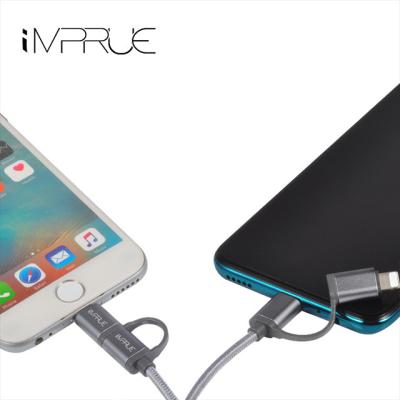 China Factory Direct Speed Imprue Fast Charging 2 In 1 Type-C Alloy Braided Sync Date Phone Cable 1M Fast Charging Cable For iPhone With Retailer Boxes for sale