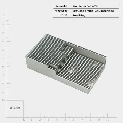 China Industial Extrusion Metal Heatsink with Customizable Width and Drilling Tapping Anodizing Te koop
