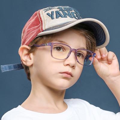 China Children's TR90 Glass Transparent Children's Light Blue Flat Computer Glasses Legs Hand Made 360 Degree Anti Spring Optical Frames for sale