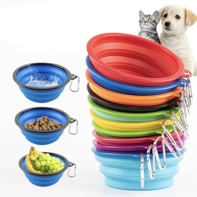 China Wholesale Viable Outdoor Travel Pet Water Bowl Silicone Dog Folding Bowl Pet Silicone Collapsible Bowl for sale