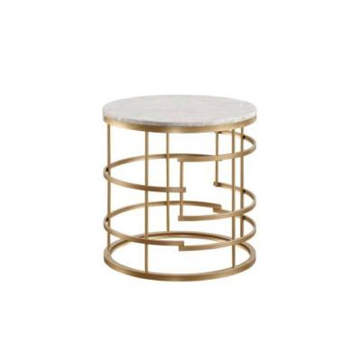 China Wholesale Modern Side Table Stainless Steel Base Living Room Marble Cafe Side End Table for sale
