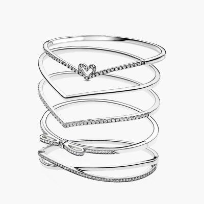 China 100% 925 Sterling Silver Romantic Pan Bracelet For Women Bowknot Bracelet Jewelry Fit Original PAN Beads Charms For Jewelry Making. for sale