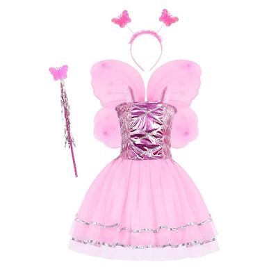 China Princess Costume Outfits Kid Girls Butterfly Dress Up Fly with Magic Magic Wand and Headband Dress Up Princess Costume Outfits for sale