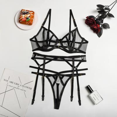China Sexy Lingerie Sexy Underwear The New Hot Ladies Sexy Lingerie Women's bra Underwear Garter Lingerie 3 Pieces Sets for sale