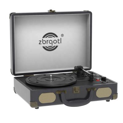 China Antique Wooden Phonograph Player Classic Vinyl Record Player MDF+PU Three Speed Turntable Turntable With Earphone Jack for sale