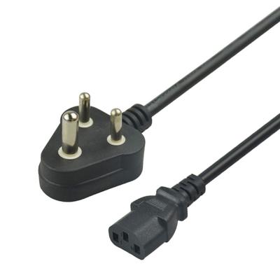 China Pvc Jacketed Electrical Power Cord Laptop India Plug Black 6feet for sale