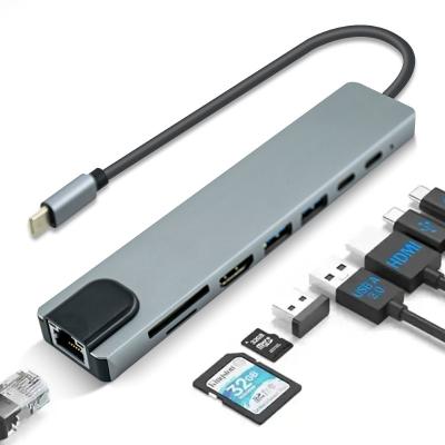 China Type-C USB 3.1 Hub 8 in 1 voor mobiele apparaten en MacBook Laptop Sipu Docking Station Te koop