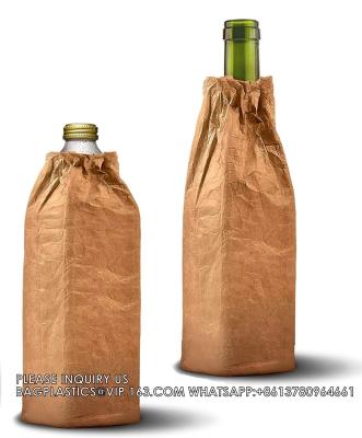 China TYVEK BROWN BAG ARTWORK INSULATED CAN & BOTTLE COOLER SLEEVE SOFT REUSABLE COLLAPSIBLE COVER FOR PARTIES, EVENTS for sale