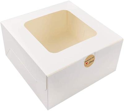 China Recycled Materials Wholesale Bulk Logo Printed Food Grade Cardboard White Cake Boxes Cake Box With Window Wedding Cake Box for sale