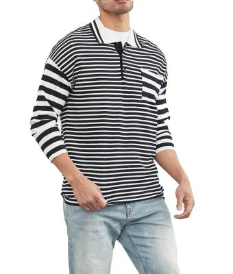 China QUICK DRY Hot Sale Long Sleeve Elasticity Top European Style Mens Polo Shirt 100% Cotton for sale