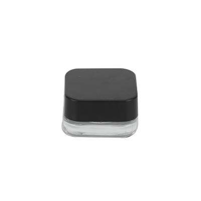China Personal care custom logo 5ml 10ml high quality clear glass square jar for cream with white and black cap container cosmetic package for sale