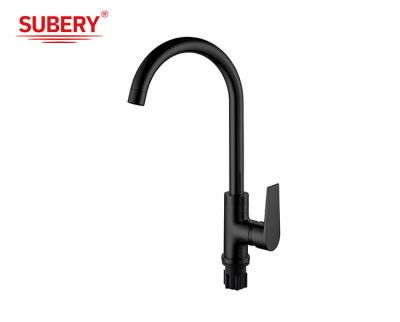 China Matt Zwarte Messing Keukenkranen Koud En Warm OEM Single Lever Te koop