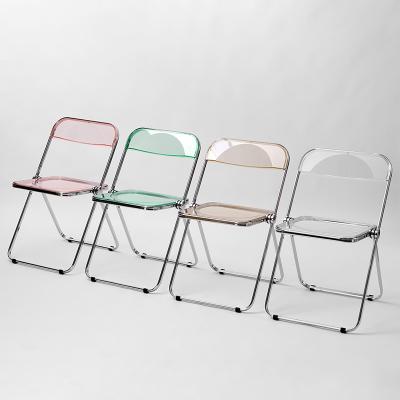 China Plia Foldable Acrylic Chair Folding Chair Plastic Chairs With Metal for sale